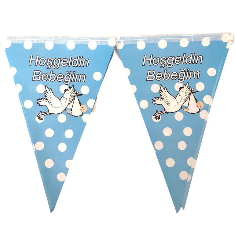 HOŞGELDİN BEBEĞİM ÜÇGEN FLAMA MAVİ