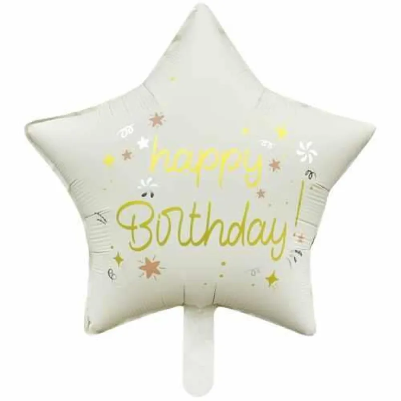 18 İNC YILDIZ HAPPY BİRTHDAY KREM FOLYO BALON 47*47