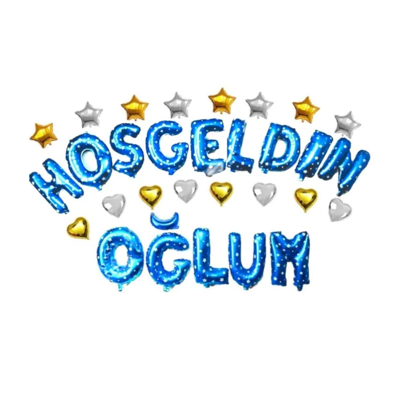 KALPLİ HOŞGELDİN OĞLUM MAVİ SET BALON